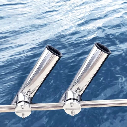 Marine 2 Pieces Stainless Steel Fishing Tackle Rotatable Rod Holder With Clamp For Tube 7/8~1