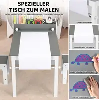 Table d'art pour enfants et 2 chaises, table de jeu artisanale pour tout-petits avec bacs de rangement, rouleau de papier 5