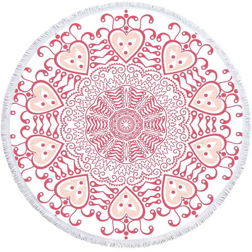 Mandala Geometric Round Beach Towel Tassels Bohemia Microfiber Bath Shower Towel For Kids Adults Picnic Yoga Mat Bikini Cover Up 4