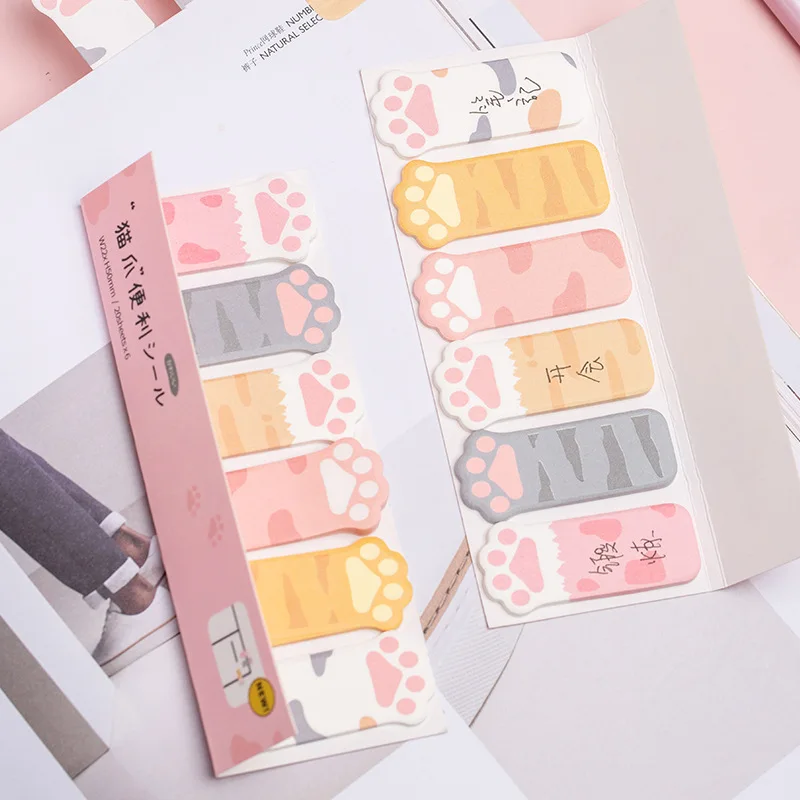 

120 Sheets Cute Cat Paw Sticky Notes Diary Flakes Scrapbook Index Bookmarks Decorative Memo Pad Kawaii Stationary School Supply