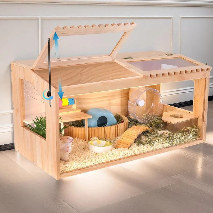 Wooden Hamster Cage for Small Pets