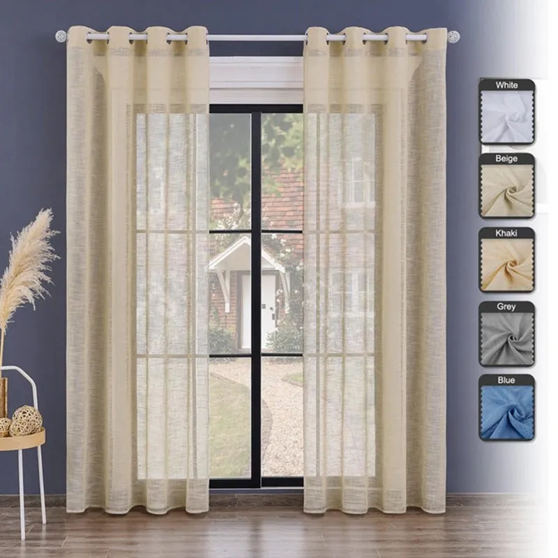 

Heavy Sheer Curtains for Living Room Faux Linen 4 Heading to Choose Customize Size Accept Window Drapes for Bedroom