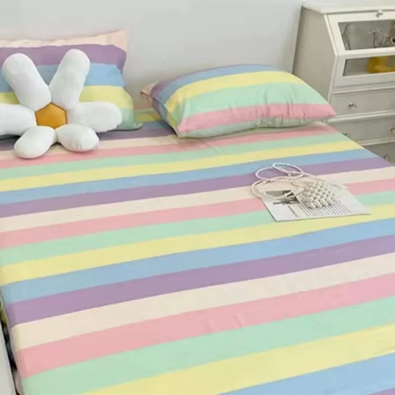 New 150X200cm Bed Sheet Product 100%Cotton Printing Bed Mattress With Four Corners Elastic Band Sheets Home Textile Fitted Sheet 6