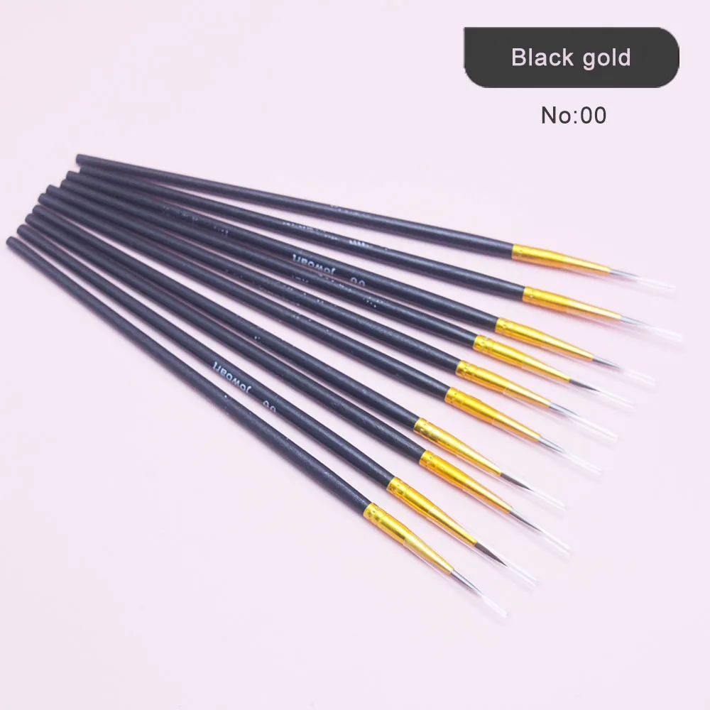 10-Piece Premium Hand-Painted Fine Line Brush Set with Short Wooden Handles - Nylon Bristles Art Supplies