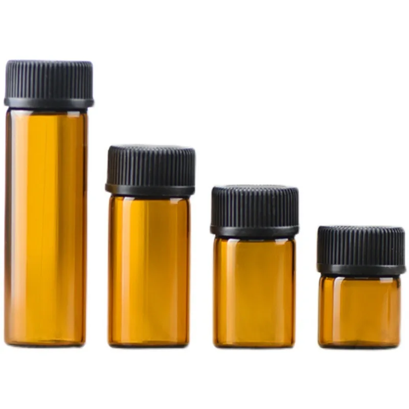 10PC Empty Amber Glass Essential Oil Bottle Laboratory Glass Perfume Bottle Oil Test Sample 1ML/2ML/ 3ML/ 5ML glass seal bottle