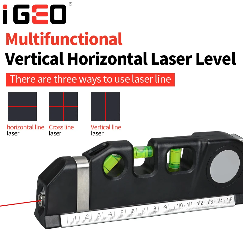 LaserRulerLevelMultipurposeHorizonVerticalMeasureToolCrossLine
