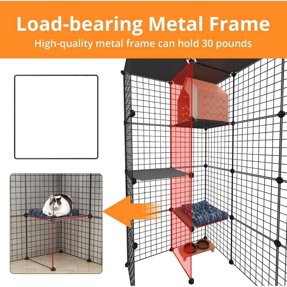 Large Cat Cage Enclosure Indoor DIY Cat Playpen Detachable Metal Wire Kennels Crate 2x3x4 Large Exercise Place