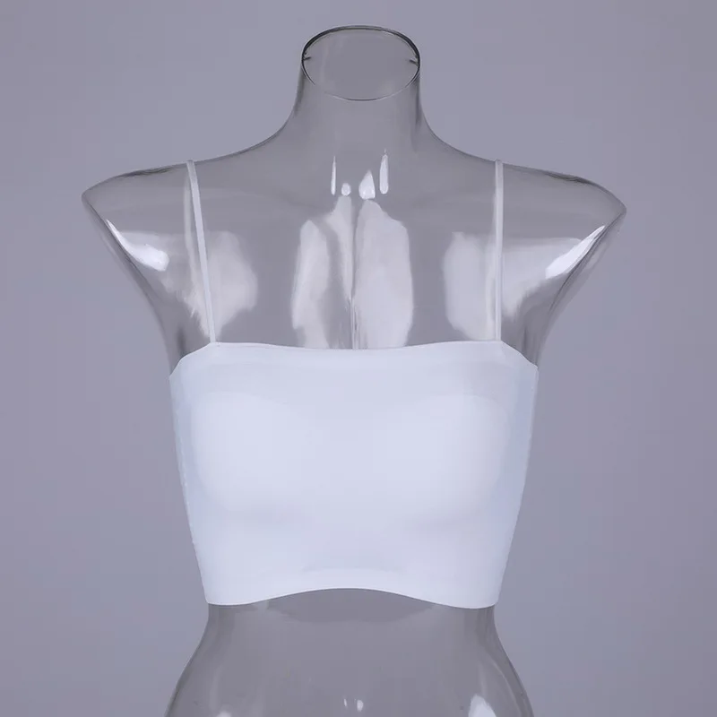 Ice Silk Tube Top Women Seamless Push Up Bralette Bra For Female Word Sling Vest Breathable Tank Top Summer White All-Match Vest