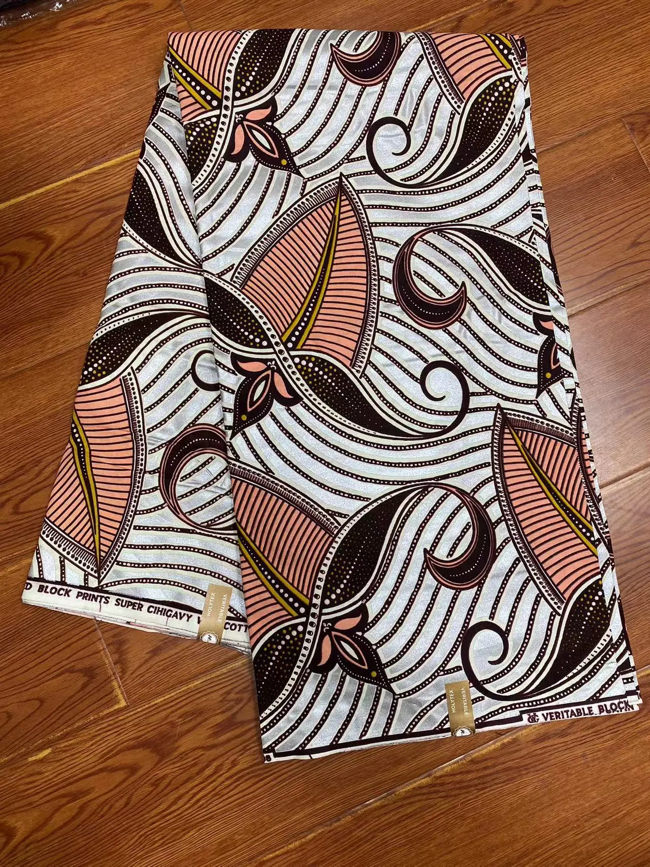 African Wax Fabric Clothing Fabric African Grand Glam Glitter Golden Wax Fabrics Soft Ankara Tissu Sewing Wedding Dress satin 100% Cotton 3-5