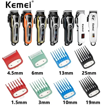 8Pcs Professional Limit Comb Cutting Guide Combs 1.5/3/4.5/6/10/13/19/25MM Set For Kemei Hair Clipper KM-809A/809PG 1