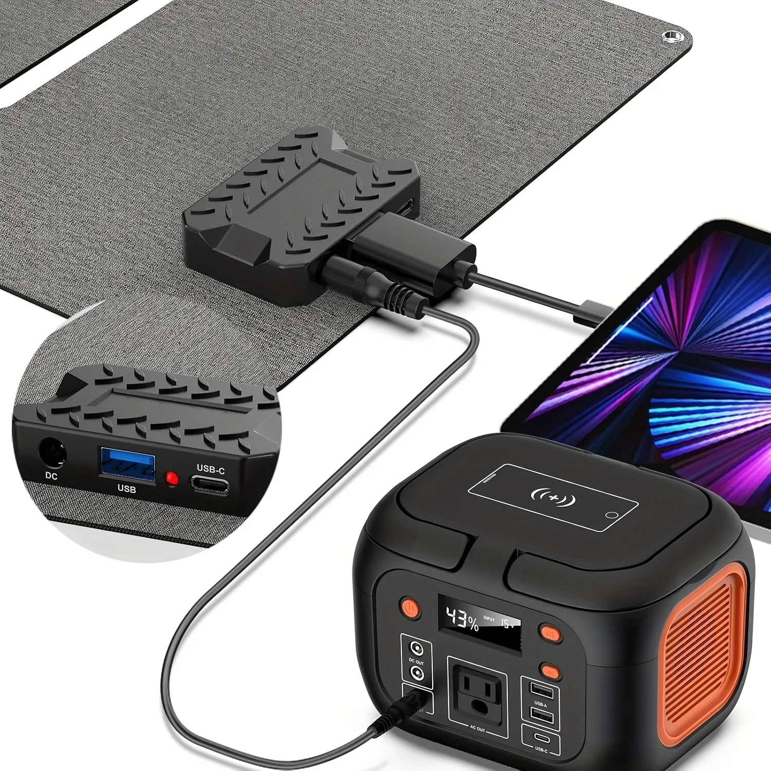 150W Portable Power Station with 30W Solar Panel,110V AC Outlets Solar Generator Power Bank For Camping Travel RV Home Emergency - Image 2