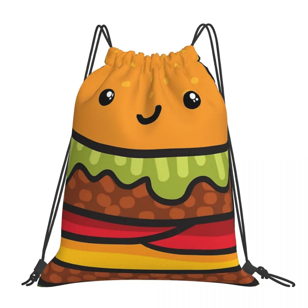 

Cute Burger. Hamburger Fast Food Backpack Portable Drawstring Bags Drawstring Bundle Pocket Sports Bag For Travel Students