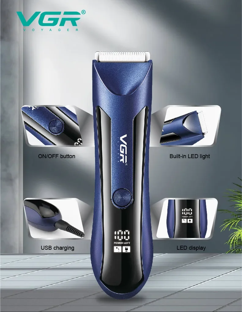 Description Picture 4 of itemVGR Ball Trimmer for Men Body Hair Trimmer Hair Clipper Ceramic Blade Groin & Pubic Hair Trimmer Rechargeable Body Groomer V-951