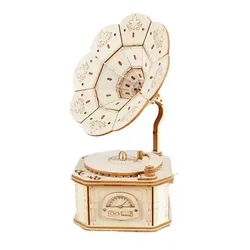 3D Wooden Animal Puzzle Kit - Creative Home and Office Decoration Toy (Music box A)