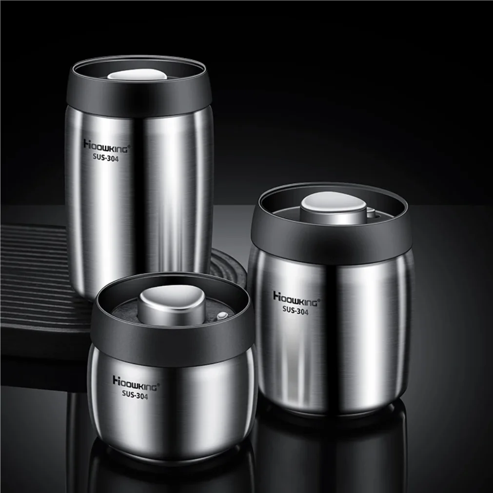 Vacuum sealed tank Coffee bean storage tank Household 304 stainless steel food storage Jars moisture-proof sealed container2025