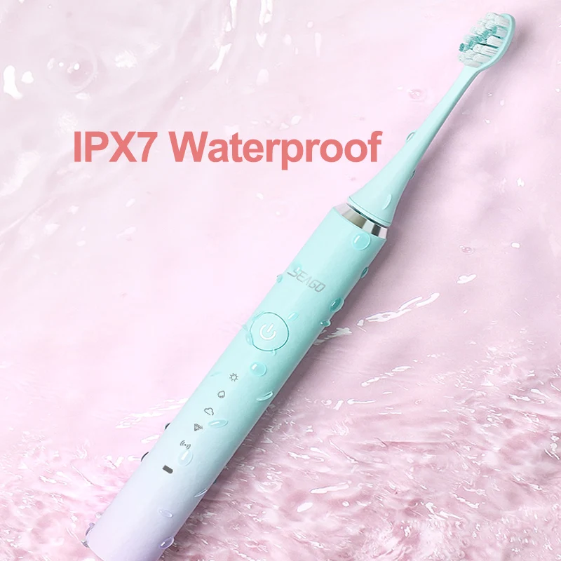 Seago Ultrasonic Electric Toothbrush 40000 Times/Min Vibration 5 Modes for Adult Tooth Brush 2 Mins Auto Smart Timer USB Charge 6