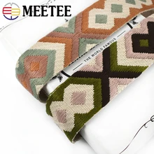 

2/4Meters Meetee 50mm Polyester Jacquard Webbing Bag Strap Belt Woven Pattern Ribbon Band DIY Garment Sewing Webbings Tape