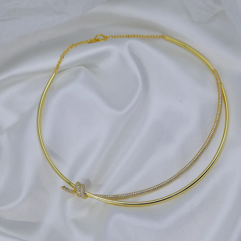 Fashion Talent Luxury Designer Knot Necklace Women's Large Collar Ball Accessories Exquisite Girlfriends Gifts Gorgeous Street