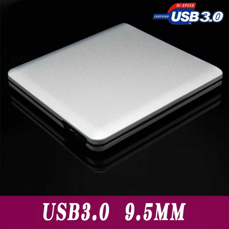USB3.0 DVD/CD external optical drive box/case for laptop Soft aluminum shell 9.5mm 12.7mm