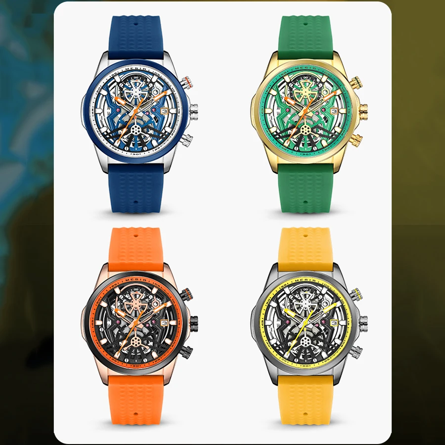 Sport Chronograph Watches for Men Top Luxury Brand MEGIR Quartz Waterproof Fashion Man WristWatch with Auto Date Luminous Hands - 6