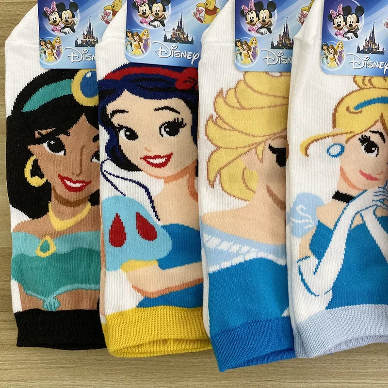 Disney cute children's princess socks mermaid princess anna snow white cute cotton non-slip shoes cartoon socks new