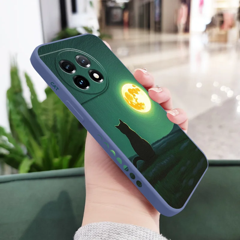 Moongazing Cat Liquid Silicone Phone Case