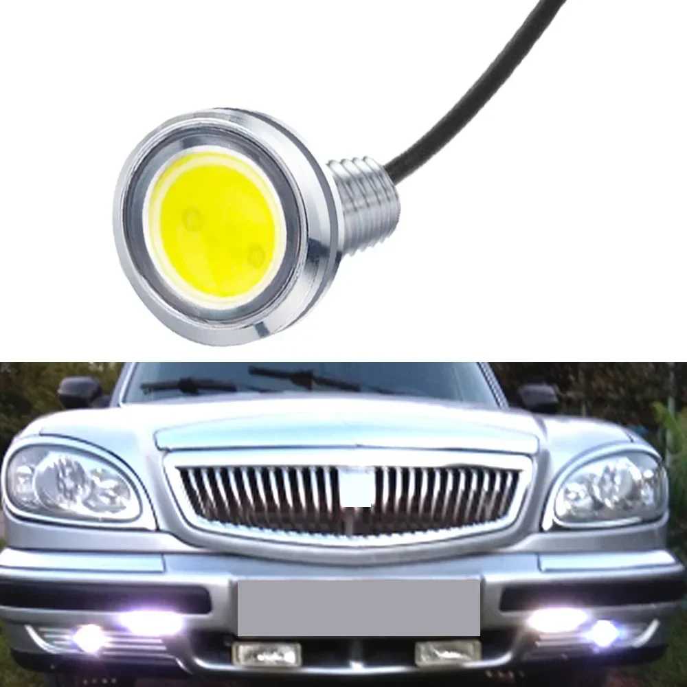 

2Pcs New 23MM Car Eagle Eye Silver Shell DRL Led Daytime Running Lights LED 12V Backup Reversing Parking Signal Automobiles Lamp