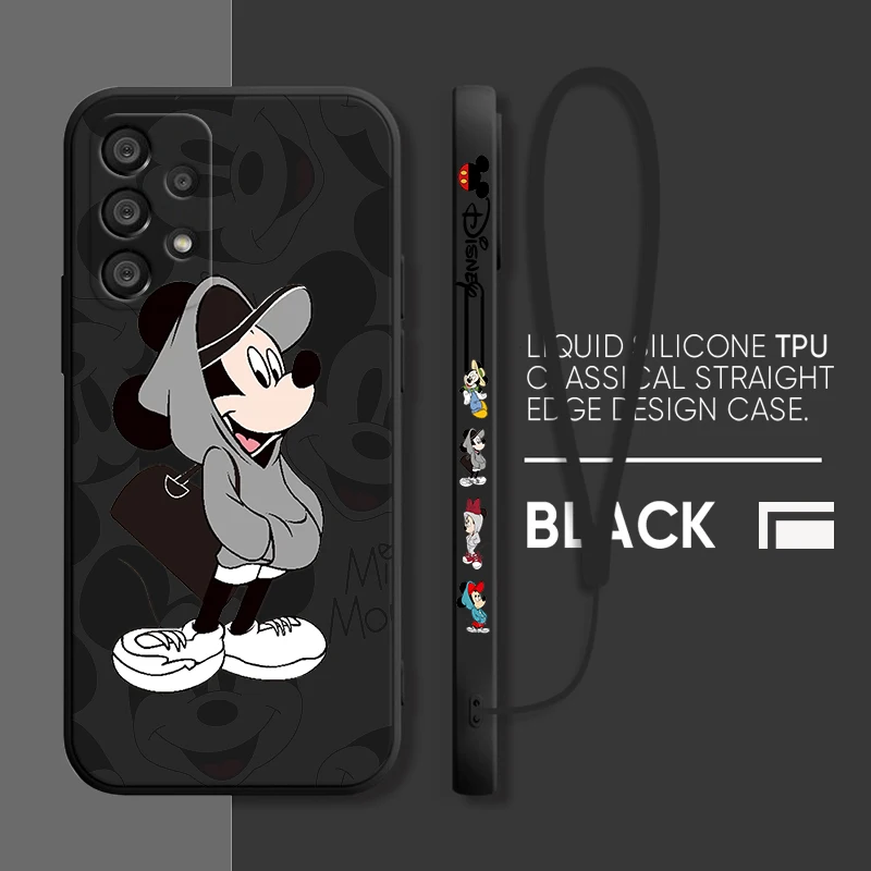 thumbnail image 1 of Disney Mickey Minnie Mouse Phone Case For Samsung A73 A53 A33 A52 A32 A71 A51 A21S A03S A50 A30 5G Liquid Left Rope Funda, 1 of 5