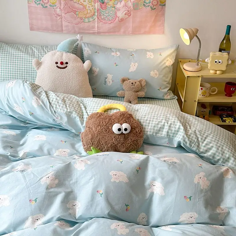 Duvet Cover Puppy Sheet Set Cute Dogs Comforter Cover Twin Cartoon