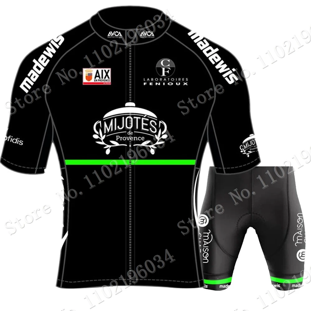 AVC AIX-EN-PROVENCE Team Cycling Jersey Set Short Sleeve Clothing Mens Road Bike Shirts Suit Bicycle Bib Shorts MTB