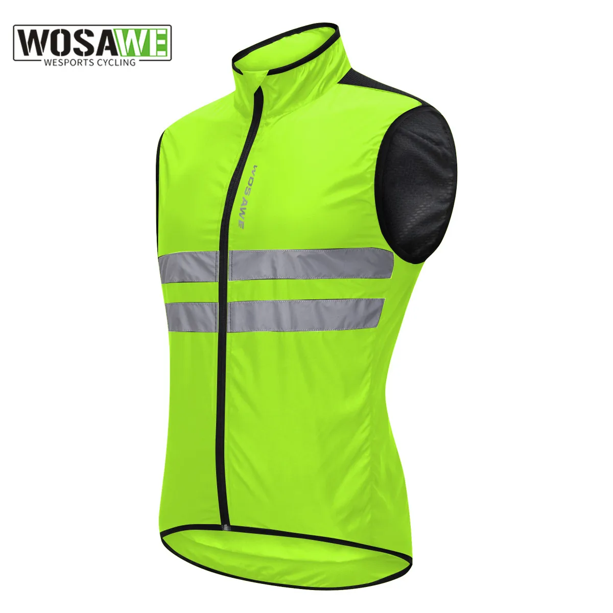 Wosawe Reflective Cycling Vest Bike Top Breathable Windbreaker High