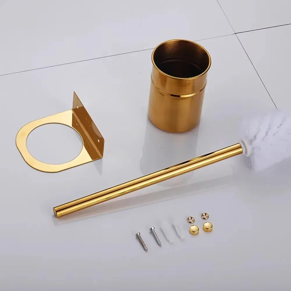 Gold Stainless Steel Toilet Brush Set Household Cleaning Tool Wc Cleaner Bathroom Accessories Toilet Cleaning Brush