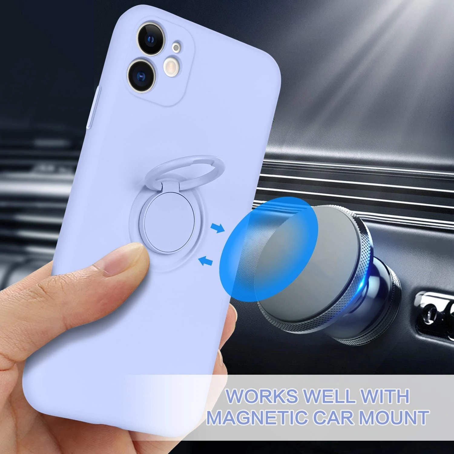 Liquid Silicone Phone Case For iPhone 13 Mini Pro Soft Stand Finger Bracket Magnetic Ring Holder Cover Fouda i13 iphone 13 mini slim case