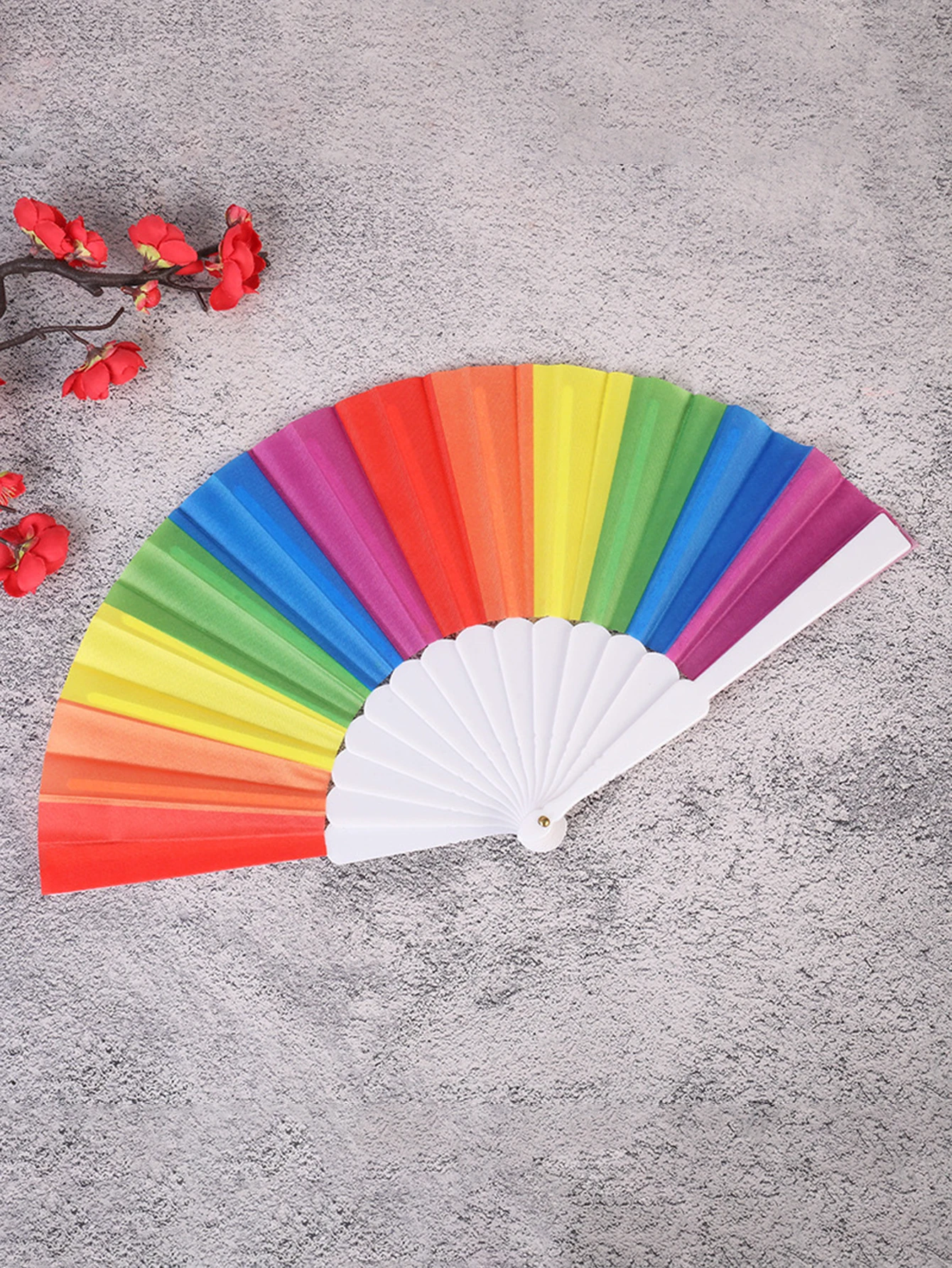 1PC Fashion Simple Personalized Rainbow Folding Fan Dance Filming Props Crafts Compact and Portable Ideal for Gifts 4
