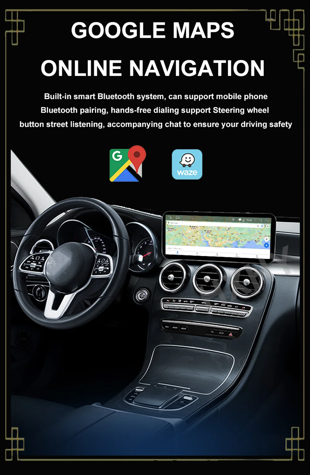 Qualcomm 12.8inch Android 15 8Core 12+256G Car Radio Multimedia BT Auto For Benz
