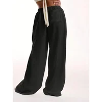 Plus Size 1XL-5XL Women's Fashionable Solid Color Straight Tube Drawstring Elastic Waist Pants Suitable for Commuting - Image 4