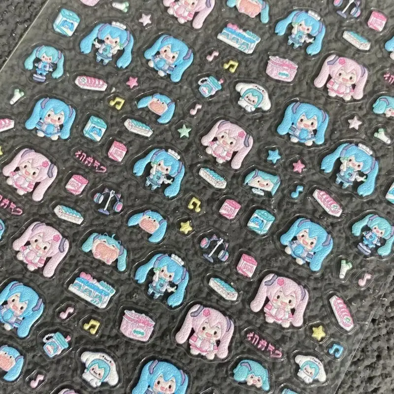 Hatsune Miku Relief Nail Stickers Hatsune Miku Project DIVA Anime Peripheral Creativity Three-dimensional Phone Case Diy Decal - Image 4