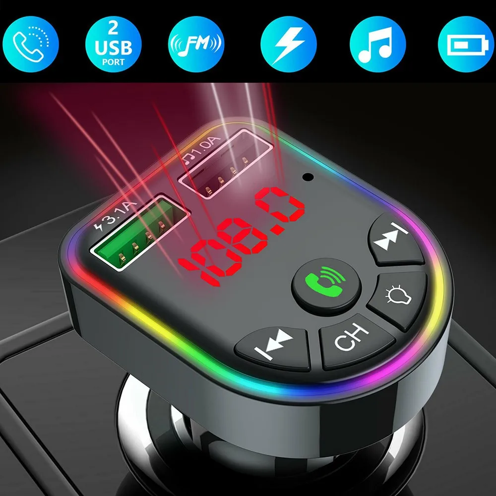 Car Audio MP3 Player FM Transmitter Radio Wireless Hands Music Receiver Dual USB Interface Fast Charger Adapter