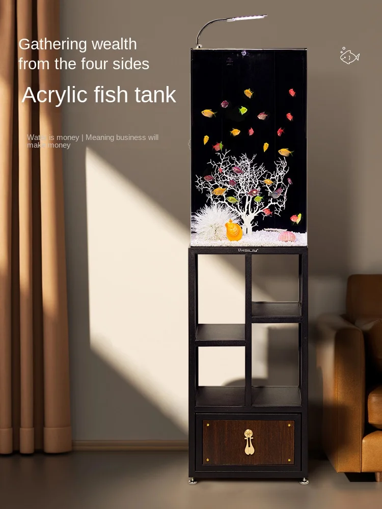 

ZL Household Light Luxury Floor Change Water Back Filter Ecological Aquarium Fish Globe