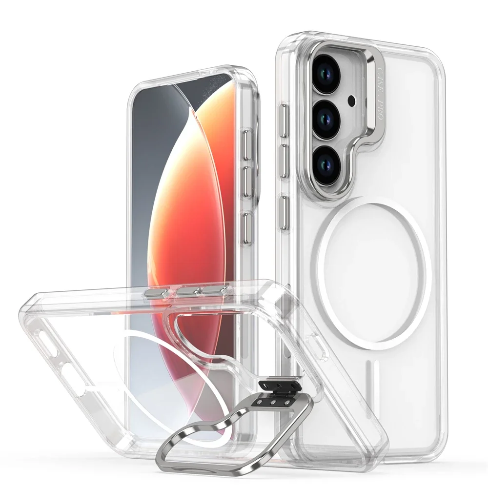Luxury Clear Magnetic Lens Stand Holder Phone Case Cover