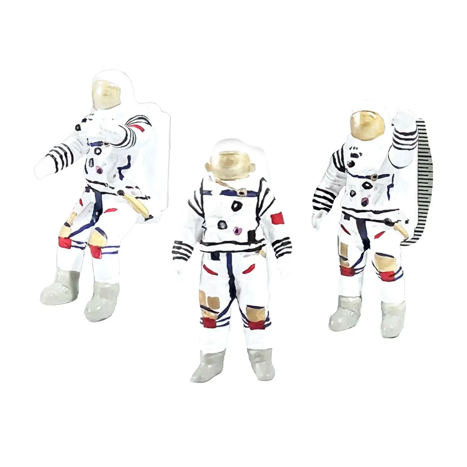 3x 1/64 Scale Astronaut Figurines for Party Favor Dollhouse Micro Landscapes