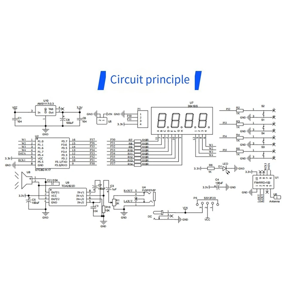 LA-New HU-017B DIY FM 라디오 전자 키트 조정 가능한 주파수 87-108Mhz 디지털 디스플레이 DIY 납땜 프로젝트 연습