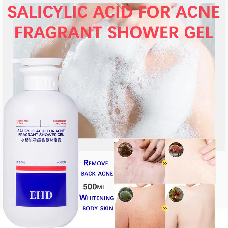 EHD Salicylic Acid Fragrance Body Wash Gentle Exfoliating for Blemish-Prone Skin Oil Control pH Balance Shower Gel Smooth Skin