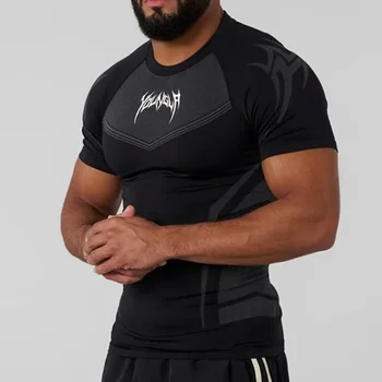 Men's Summer Quick Dry Breathable Basketball Outdoor Running Fitness T-Shirt Elastic Sportswear Comfortable Casual Tee 1