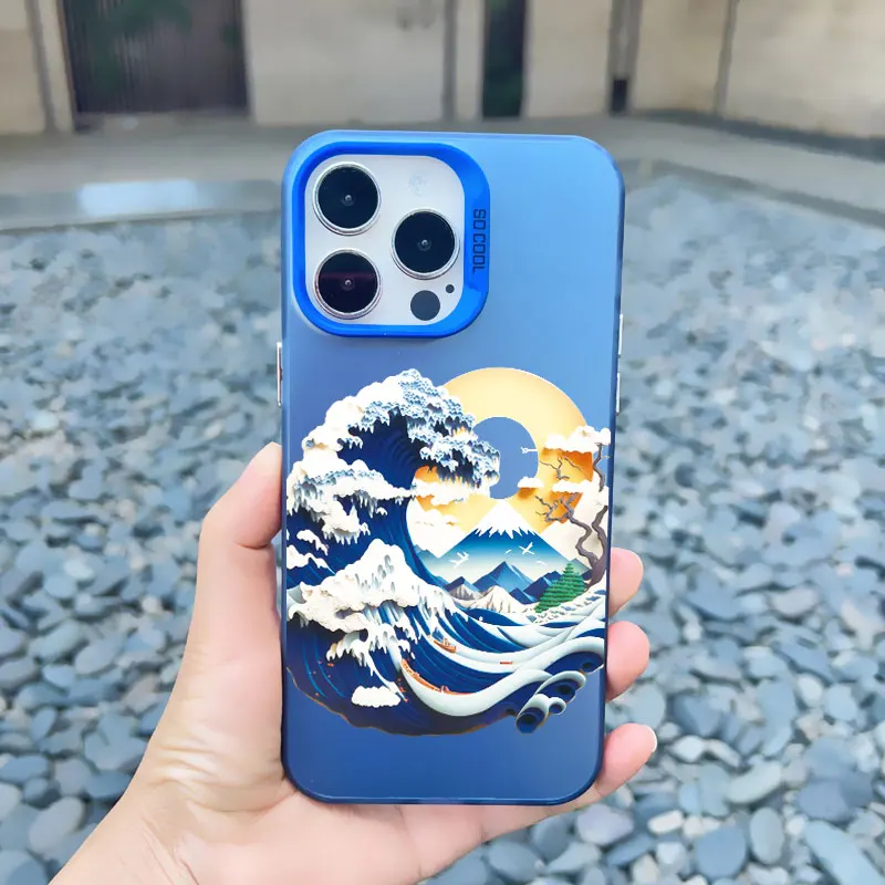 Bedruckte Landschafts-Handyhülle für iPhone 13 12 Pro Max Mini 15 14 Plus 17 16 14 13 Pro Max 15 11 Kreative Berge Laser-Cover – Detail 7