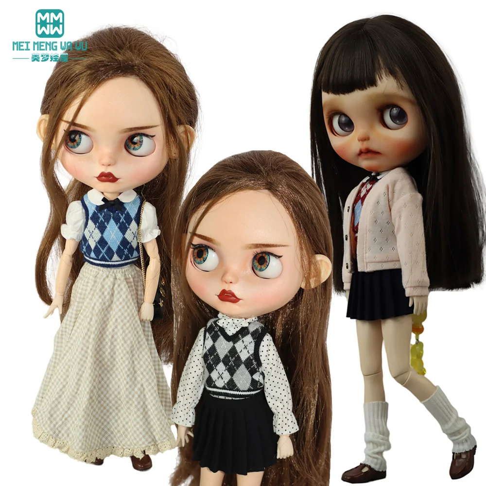 

Fits Blyth OB22 OB24 Doll Accessories Toy Gifts Fashion Plaid tank tops, jeans, long skirts