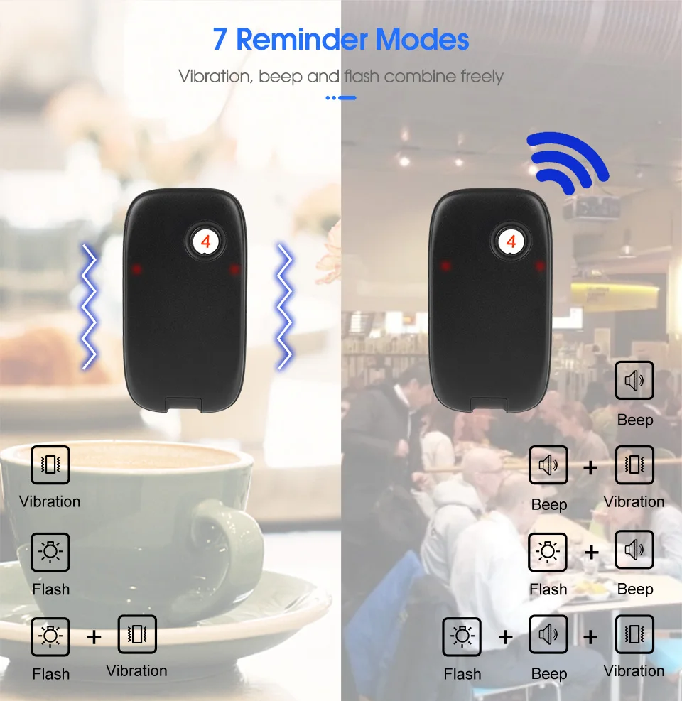 Retekess Coaster Pager Receivers 10Pcs for Restaurant Pager System