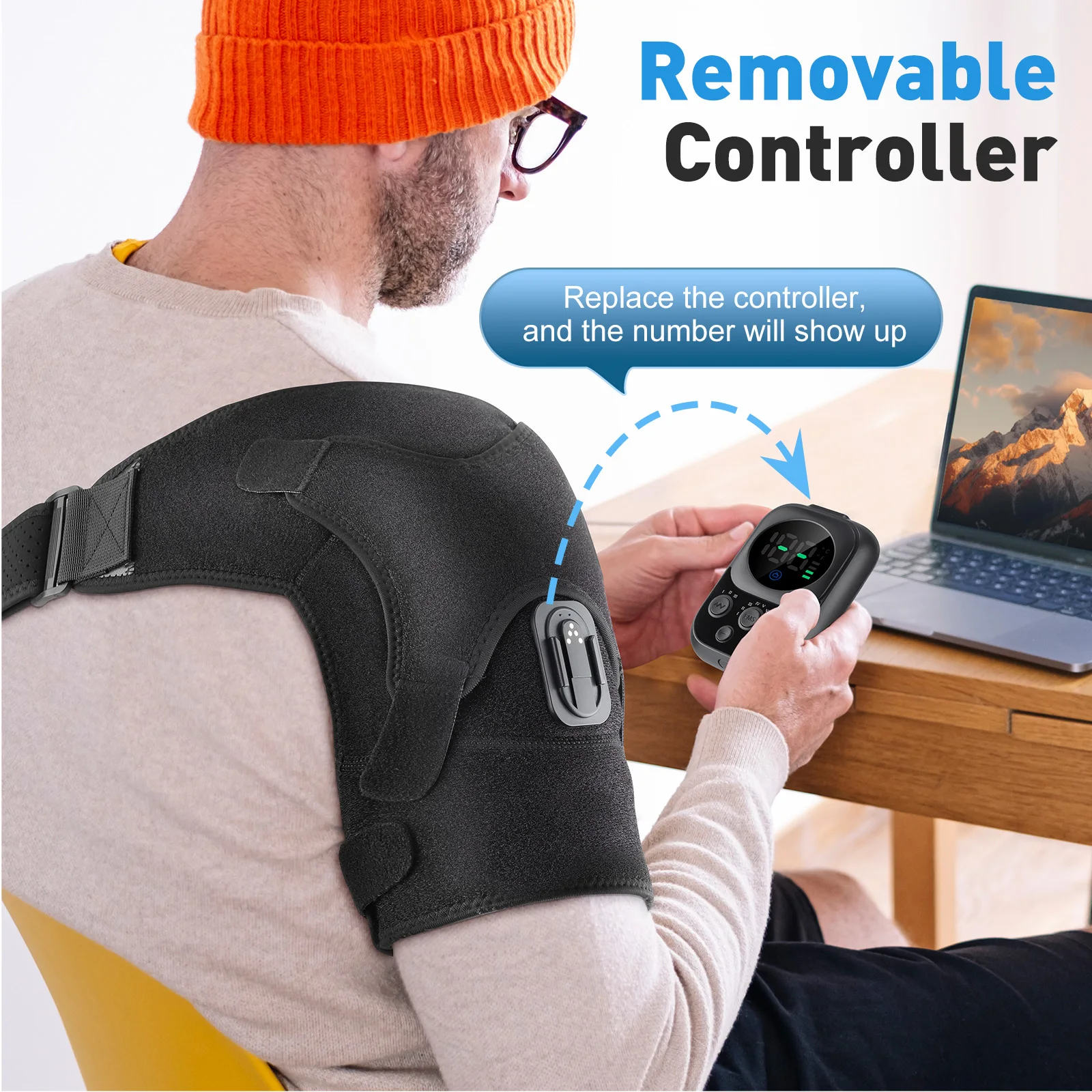 Wireless Control Shoulder Massager Heating Pad Neck Profesional Relax Belt Support Brace Warmer Shoulder Steamer Massager Pads