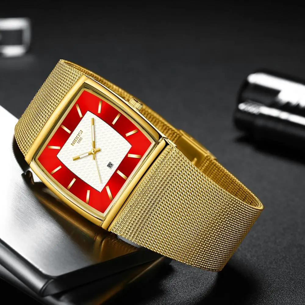 Mens Watches Luxury Blue Square Quartz Watch Man Slim Waterproof Golden Male Wristwatch Men_voghion.com