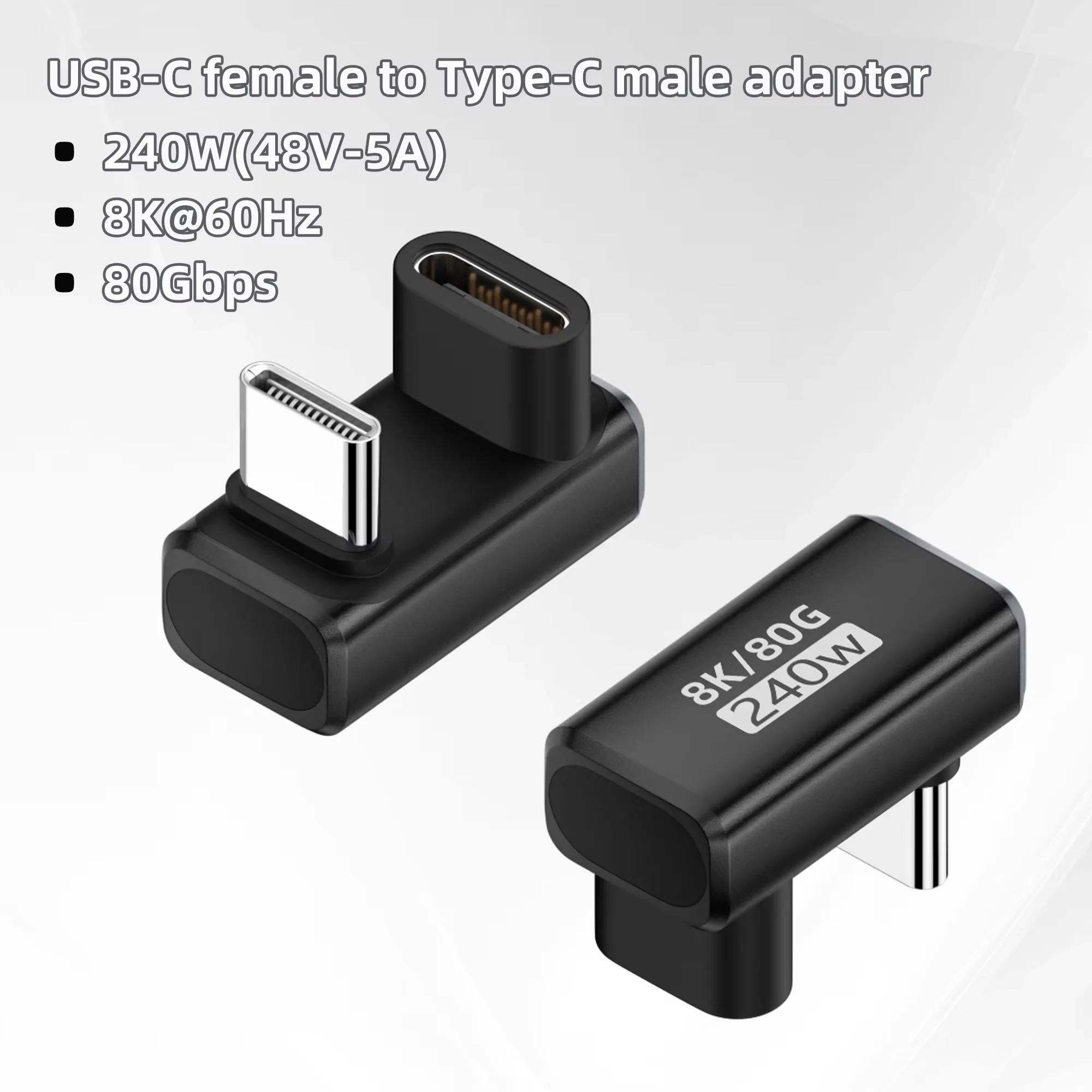 High-Speed USB-C 8K Charger Connector with 240W Power Delivery and 80Gbps Data Transfer Rate